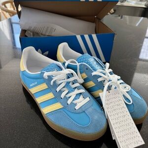 Adidas Gazelle Blue and Yellow Athletic Shoes